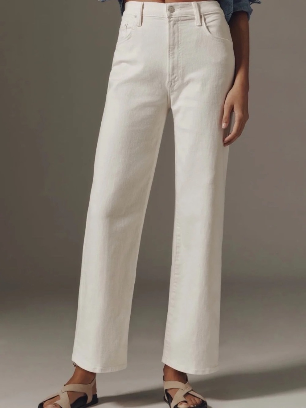 MOTHER Rambler Zip Ankle Jeans Cream Puffs Size 26